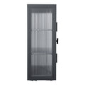 Retro Style Haze Double Glass Door Wall Cabinet With Detachable Shelves For Office, Dining Room,Living Room, Kitchen And Bathroom Grey Color Old Item Code W687102315 Wall Mounted 1 2 Shelves Powder Coated Gray Bathroom Glass Doors Tempered Glass Sheet