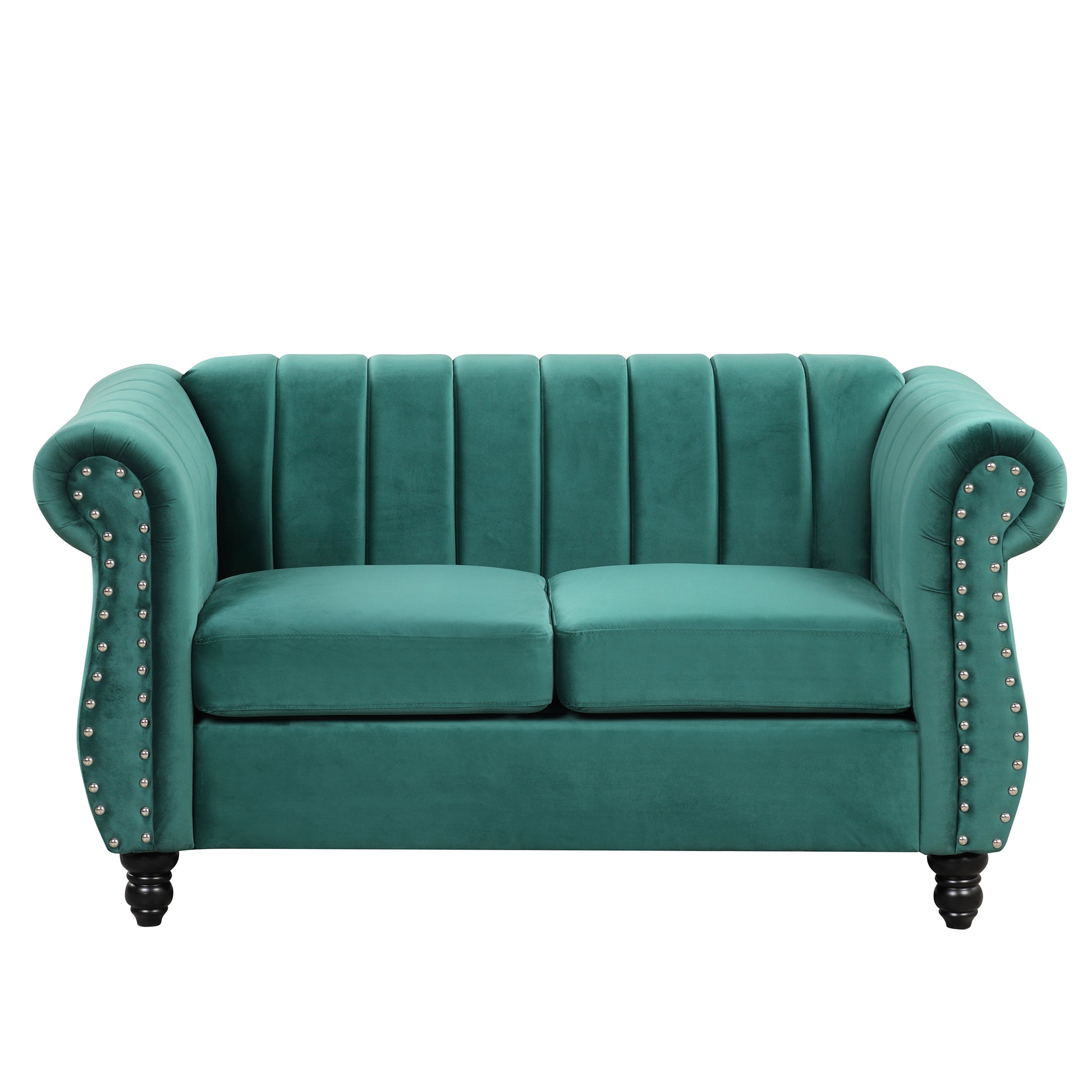 51" Modern Sofa Dutch Fluff Upholstered Sofa With Solid Wood Legs, Buttoned Tufted Backrest,Green Green Foam Polyester