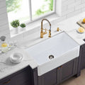 White Farmhouse Sink Deep Apron Sink Undermount Farmhouse Kitchen Sink Single Farm Sink White Ceramic