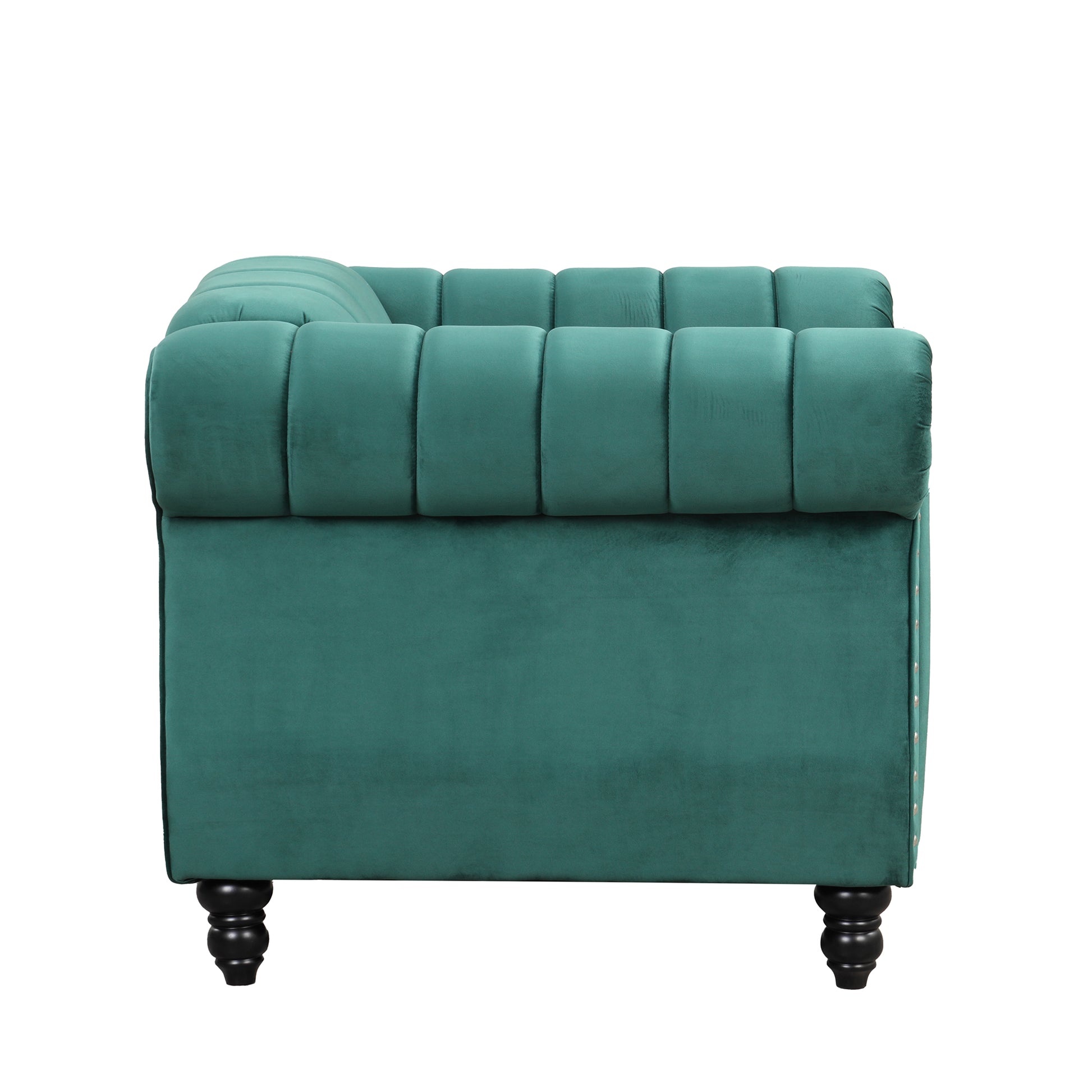 39" Modern Sofa Dutch Fluff Upholstered Sofa With Solid Wood Legs, Buttoned Tufted Backrest,Green Green Foam Polyester