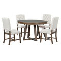 5 Piece Retro Functional Dining Set, Round Table With A 16