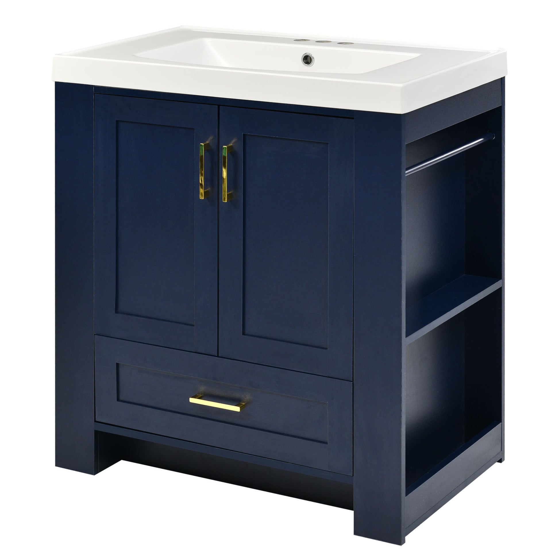 30'' Bathroom Vanity with Seperate Basin Sink, Modern 1-blue-2-3-24 to 31 in-soft close