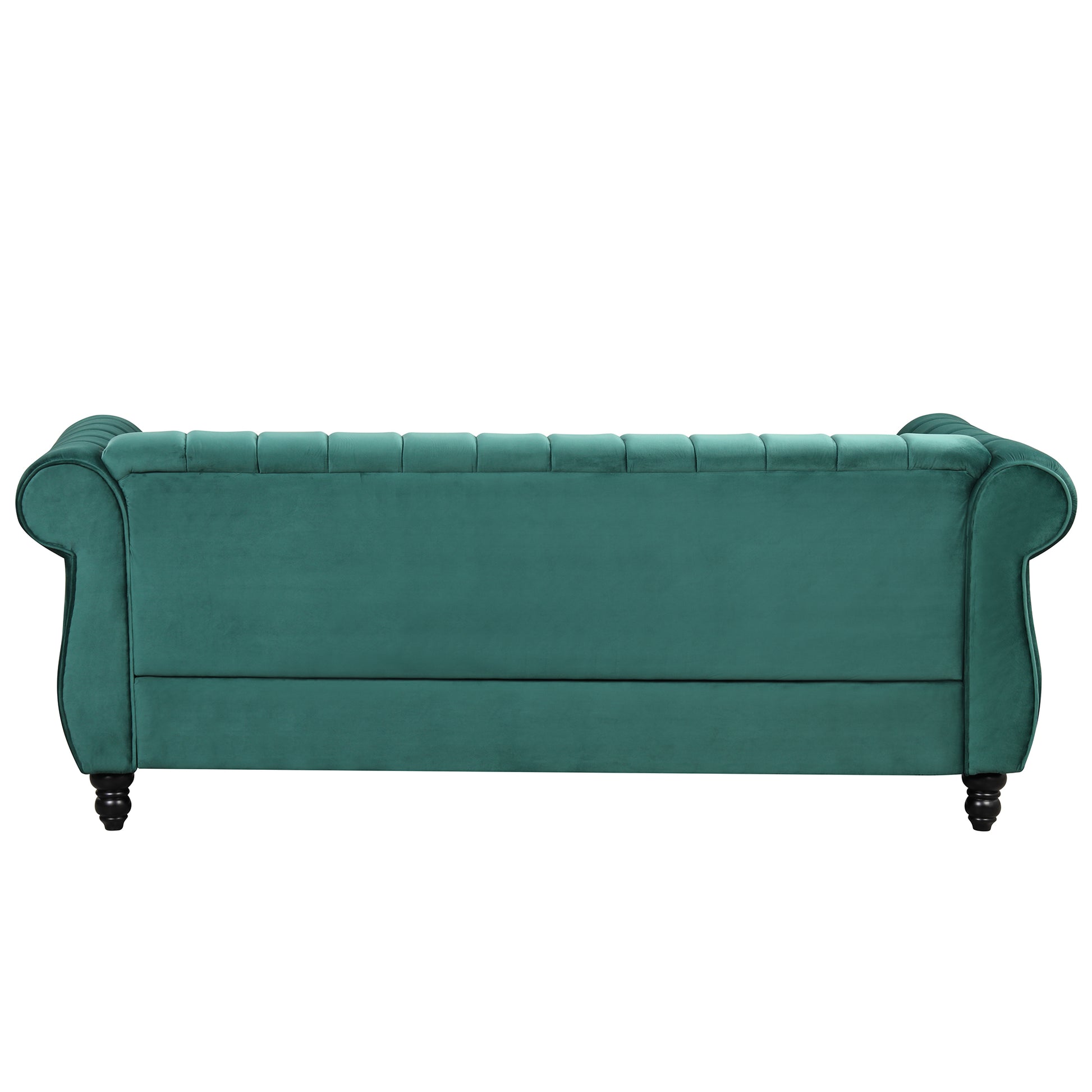 82.5" Modern Sofa Dutch Fluff Upholstered Sofa With Solid Wood Legs, Buttoned Tufted Backrest,Green Green Foam Polyester