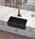 Inch White Farmhouse Sink Deep Apron Sink Undermount Farmhouse Kitchen Sink Single Farm Sink Matt Black Ceramic