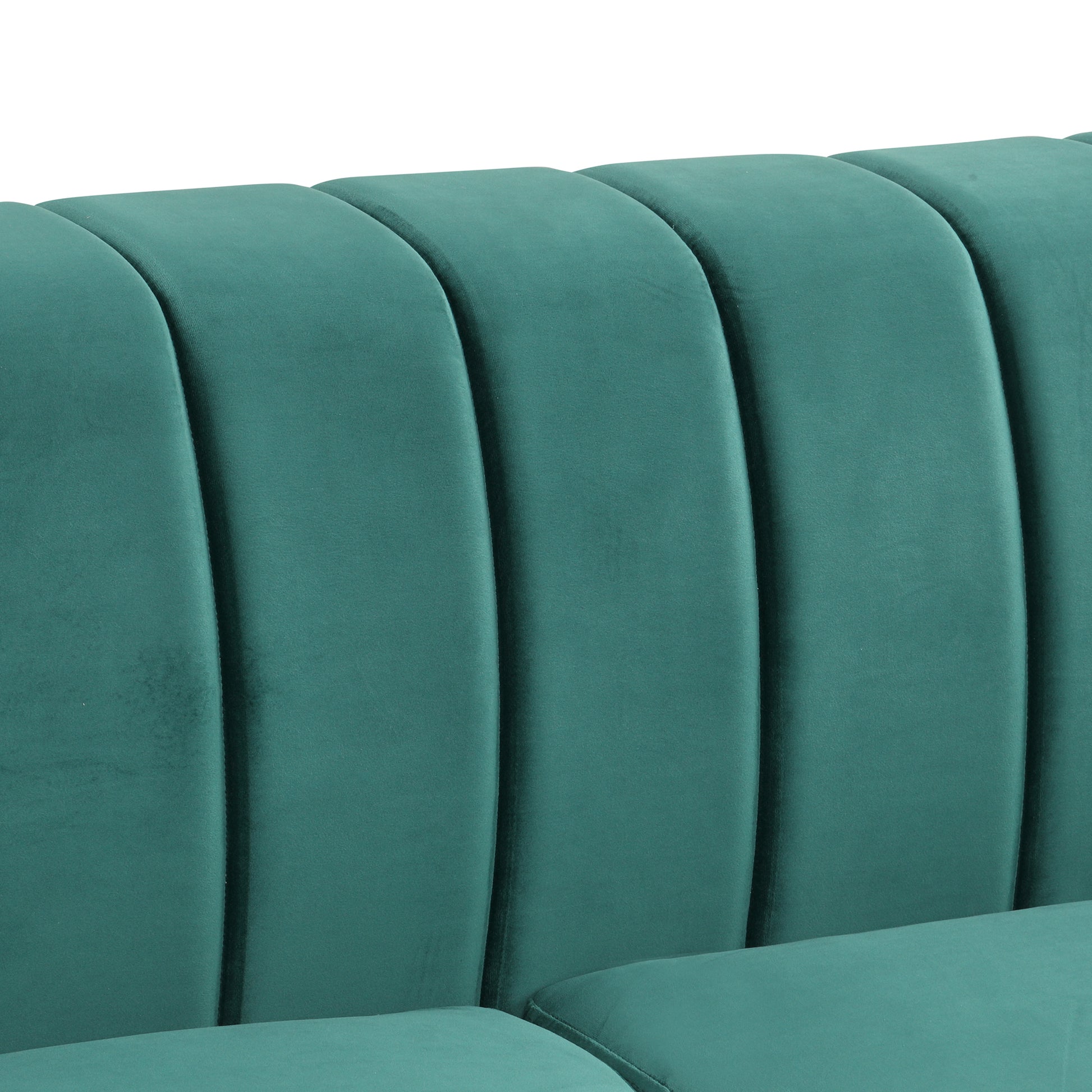 82.5" Modern Sofa Dutch Fluff Upholstered Sofa With Solid Wood Legs, Buttoned Tufted Backrest,Green Green Foam Polyester