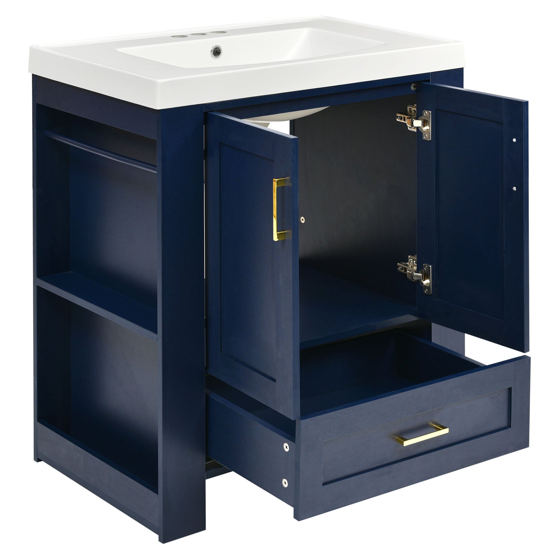 30'' Bathroom Vanity with Seperate Basin Sink, Modern 1-blue-2-3-24 to 31 in-soft close