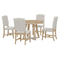 5 Piece Retro Functional Dining Set, Round Table With A 16