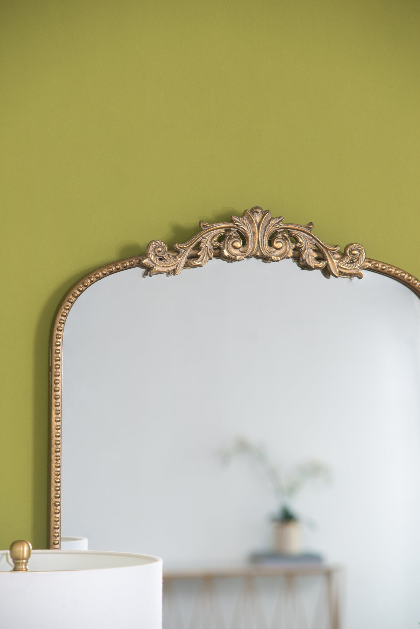 24" x 42" Gold Arch Mirror, Baroque Inspired Wall gold-mdf+glass