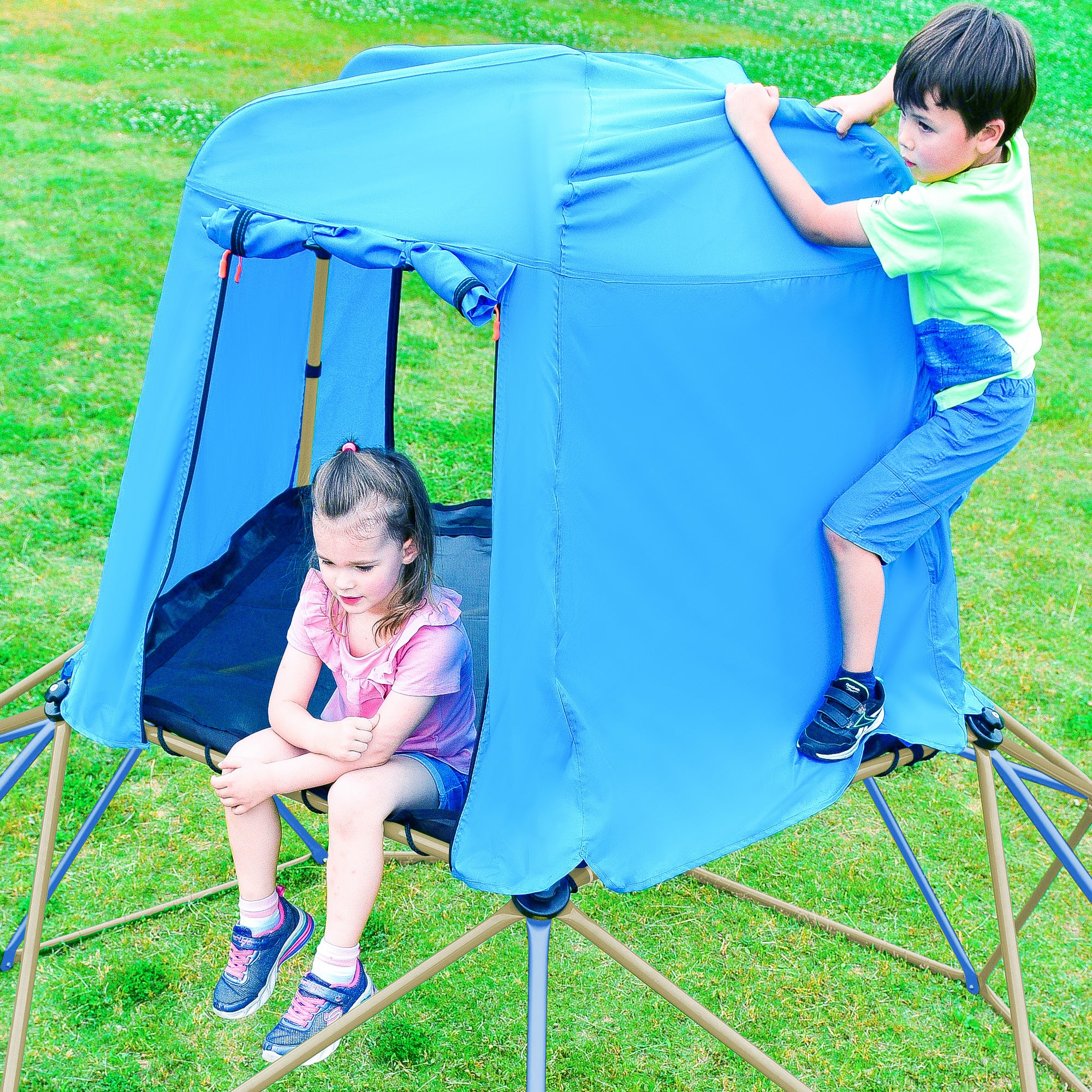 Kids Climbing Dome with Canopy and Playmat 10 ft