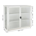 Retro Style Haze Double Glass Door Wall Cabinet With Detachable Shelves For Office, Dining Room,Living Room, Kitchen And Bathroom White Color Old Item Code W687102314 Wall Mounted 1 2 Shelves Powder Coated White Bathroom Glass Doors Tempered Glass Sheet