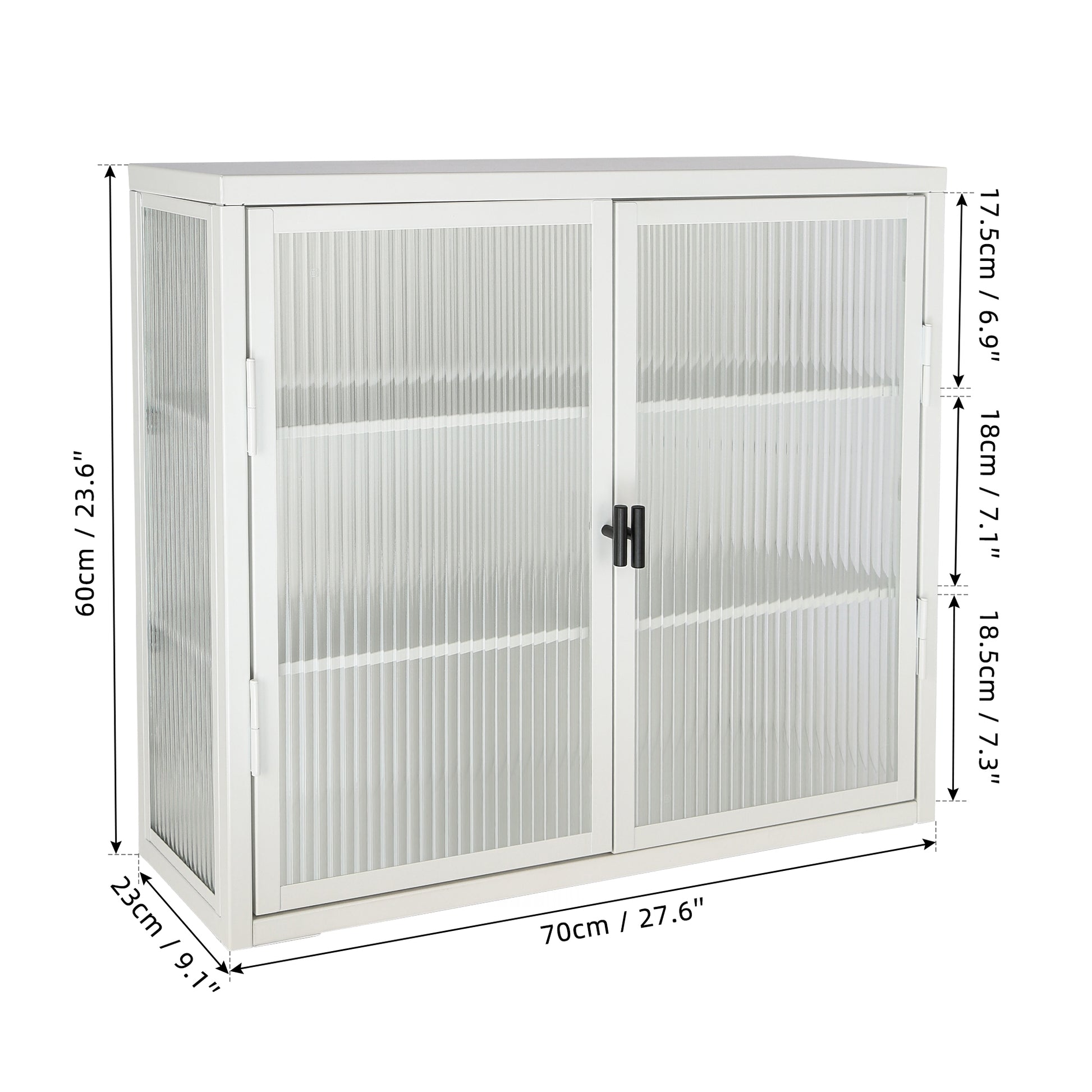 Retro Style Haze Double Glass Door Wall Cabinet With Detachable Shelves For Office, Dining Room,Living Room, Kitchen And Bathroom White Color Old Item Code W687102314 Wall Mounted 1 2 Shelves Powder Coated White Bathroom Glass Doors Tempered Glass Sheet