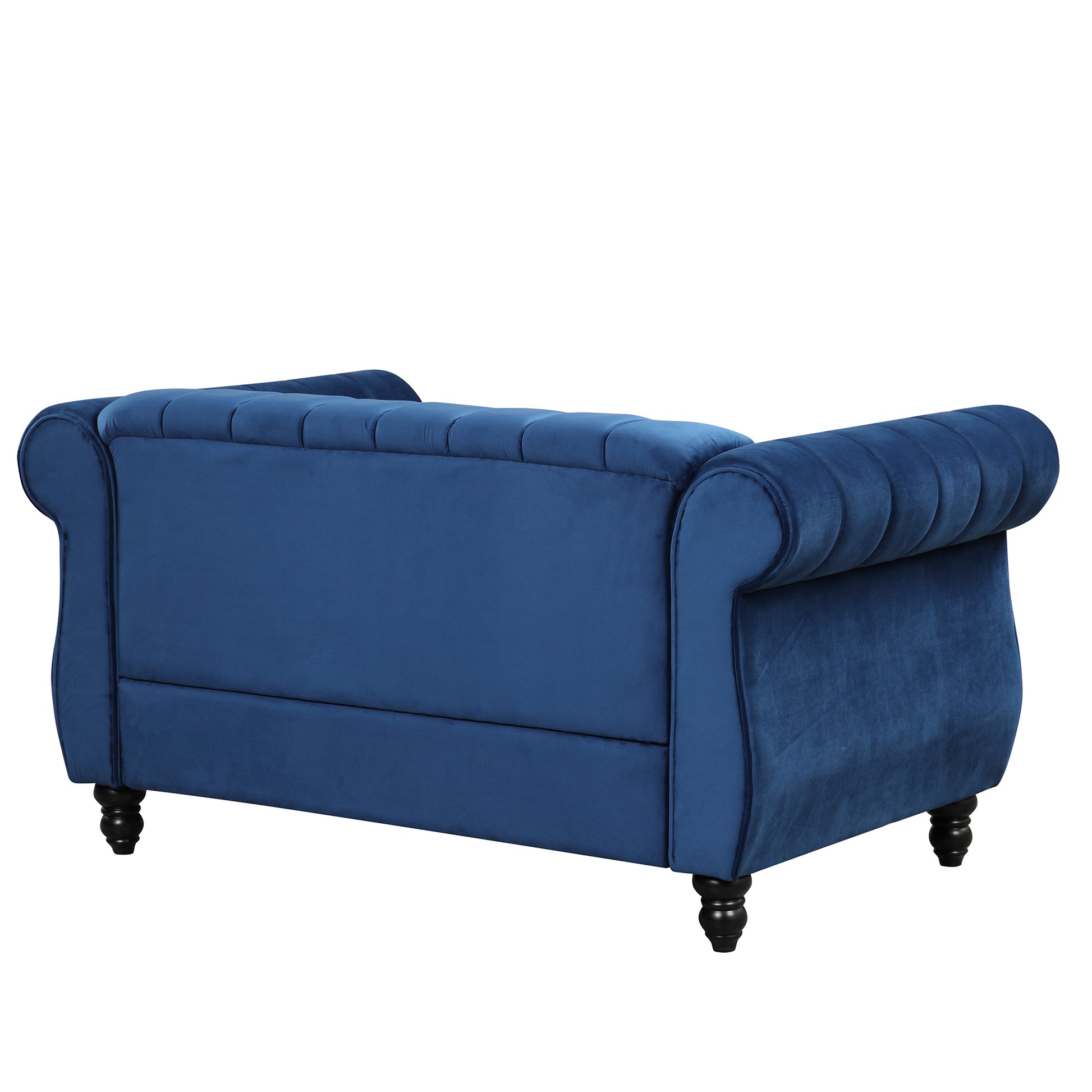 51" Modern Sofa Dutch Fluff Upholstered Sofa With Solid Wood Legs, Buttoned Tufted Backrest,Blue Blue Foam Polyester