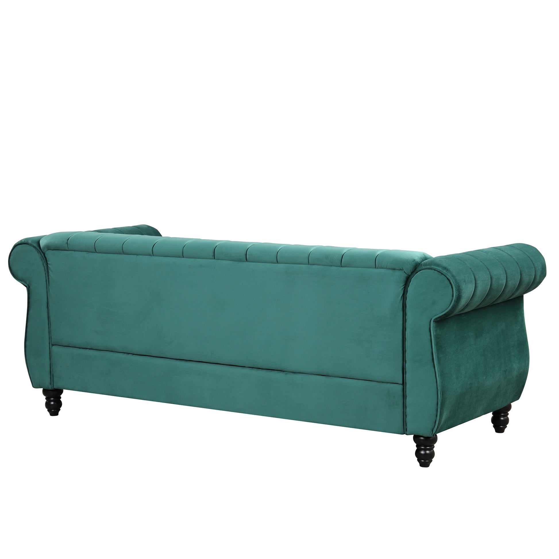 82.5" Modern Sofa Dutch Fluff Upholstered Sofa With Solid Wood Legs, Buttoned Tufted Backrest,Green Green Foam Polyester