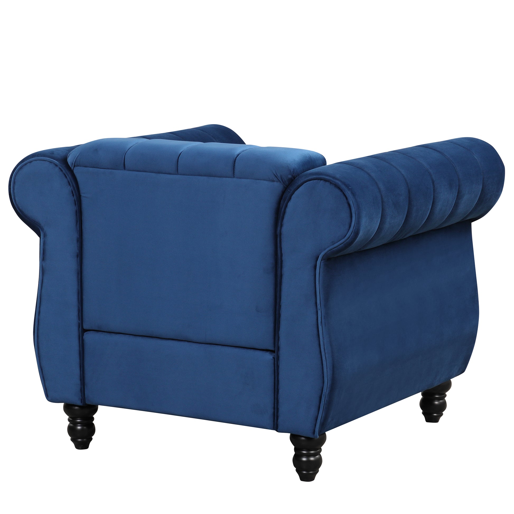 39" Modern Sofa Dutch Fluff Upholstered Sofa With Solid Wood Legs, Buttoned Tufted Backrest,Blue Blue Foam Polyester