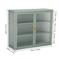 Retro Style Haze Double Glass Door Wall Cabinet With Detachable Shelves For Office, Dining Room,Living Room, Kitchen And Bathroom Mint Green Old Item Code W68751725 Wall Mounted 1 2 Shelves Powder Coated Mint Green Bathroom Glass Doors Tempered Glass