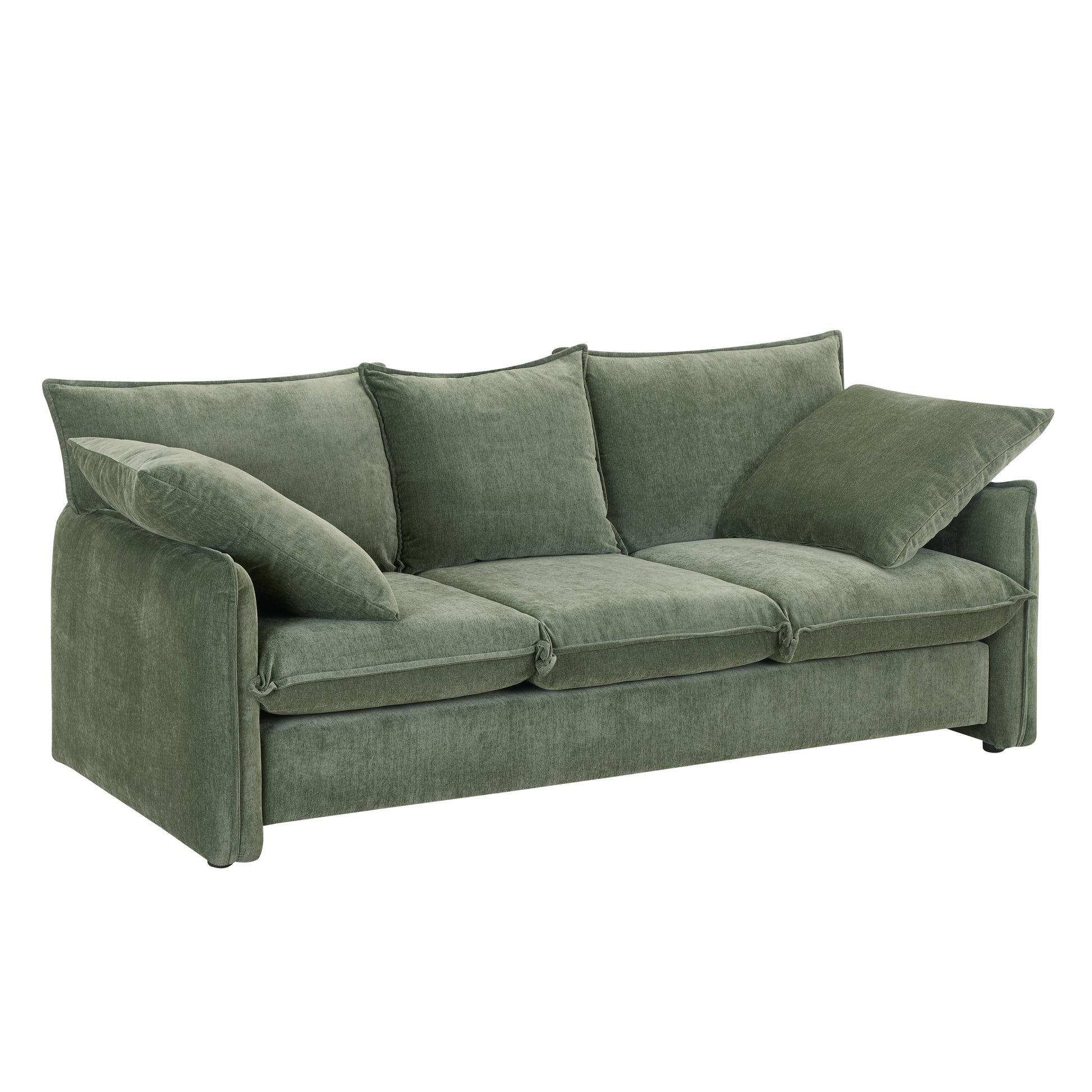 Not Available On Mid Century Sofa 3 Seater Cozy Couch For Living Room Apartment Lounge Bedroom, Green Green Polyester