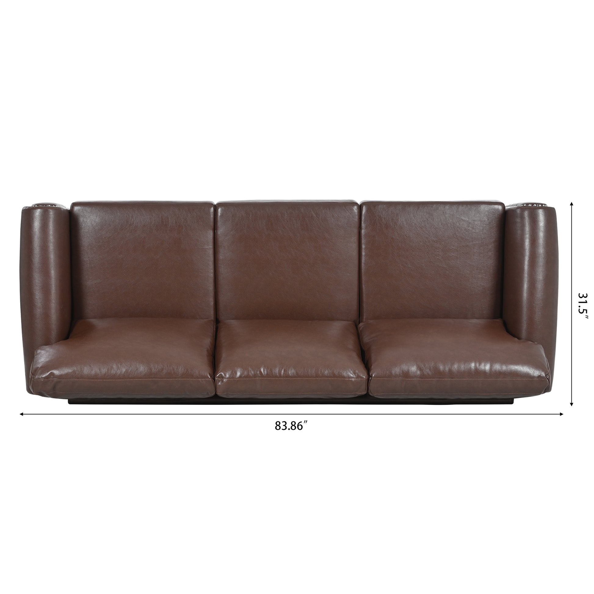 3 Seater Sofa. Brown Pu Foam Fabric