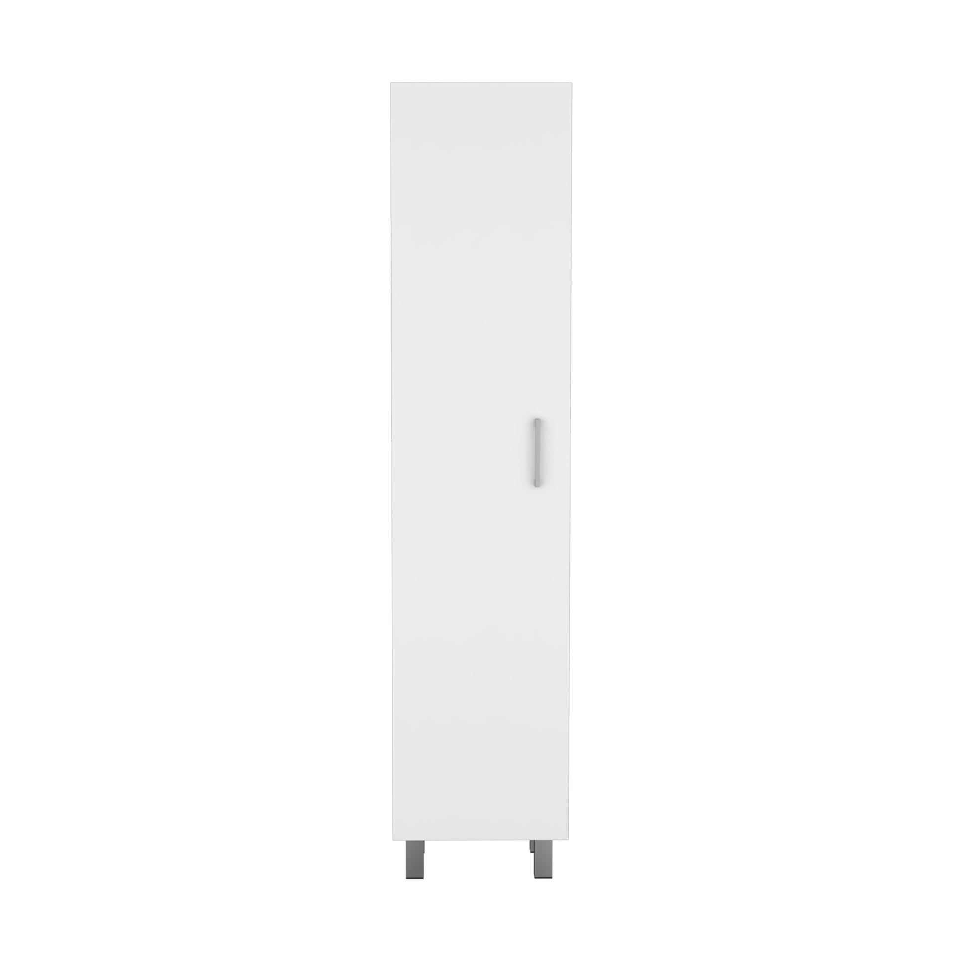 Vintro Storage Cabinet, Broom Hangers, Metal Handle White Vertical Natural White White Dining Room Modern Particle Board Particle Board