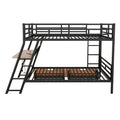 Full Size Metal Bunk Bed With Built In Desk, Light And 2 Drawers, Black Box Spring Not Required Full Black Metal Bedroom Bunk Metal & Wood