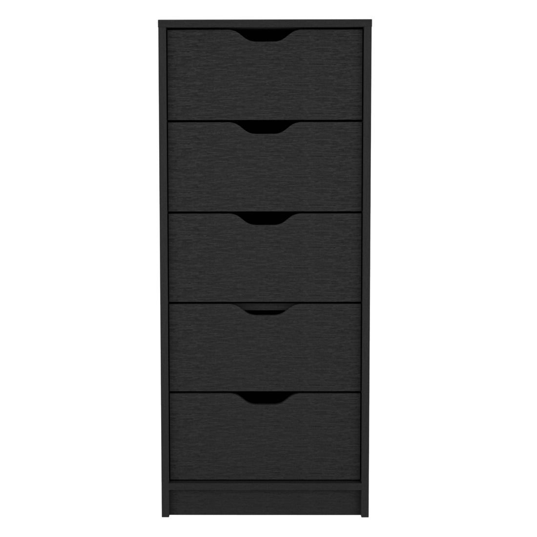 Basilea 5 Drawers Tall Dresser, Pull Out System Black Black Bedroom Modern Particle Board Particle Board