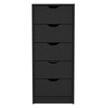 Basilea 5 Drawers Tall Dresser, Pull Out System Black Black Bedroom Modern Particle Board Particle Board