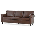 3 Seater Sofa. Brown Pu Foam Fabric