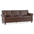 3 Seater Sofa. Brown Pu Foam Fabric