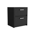 Trivor 2 Drawers Nightstandend Table, Side Table Metal Handles Black Black 2 Drawers Bedroom Rectangle Modern Easy Assembly Black Particle Board Particle Board