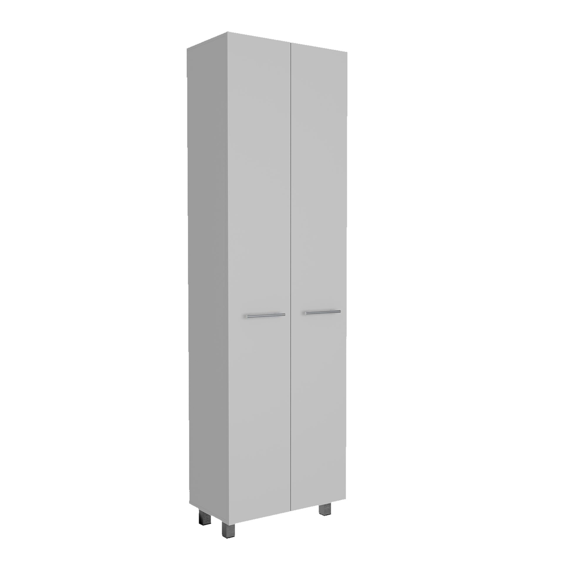 Baleare Pantry Cabinet, Five Interior Shelves, Four Legs White Freestanding White Kitchen Modern Particle Board Particle Board