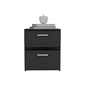 Trivor 2 Drawers Nightstandend Table, Side Table Metal Handles Black Black 2 Drawers Bedroom Rectangle Modern Easy Assembly Black Particle Board Particle Board