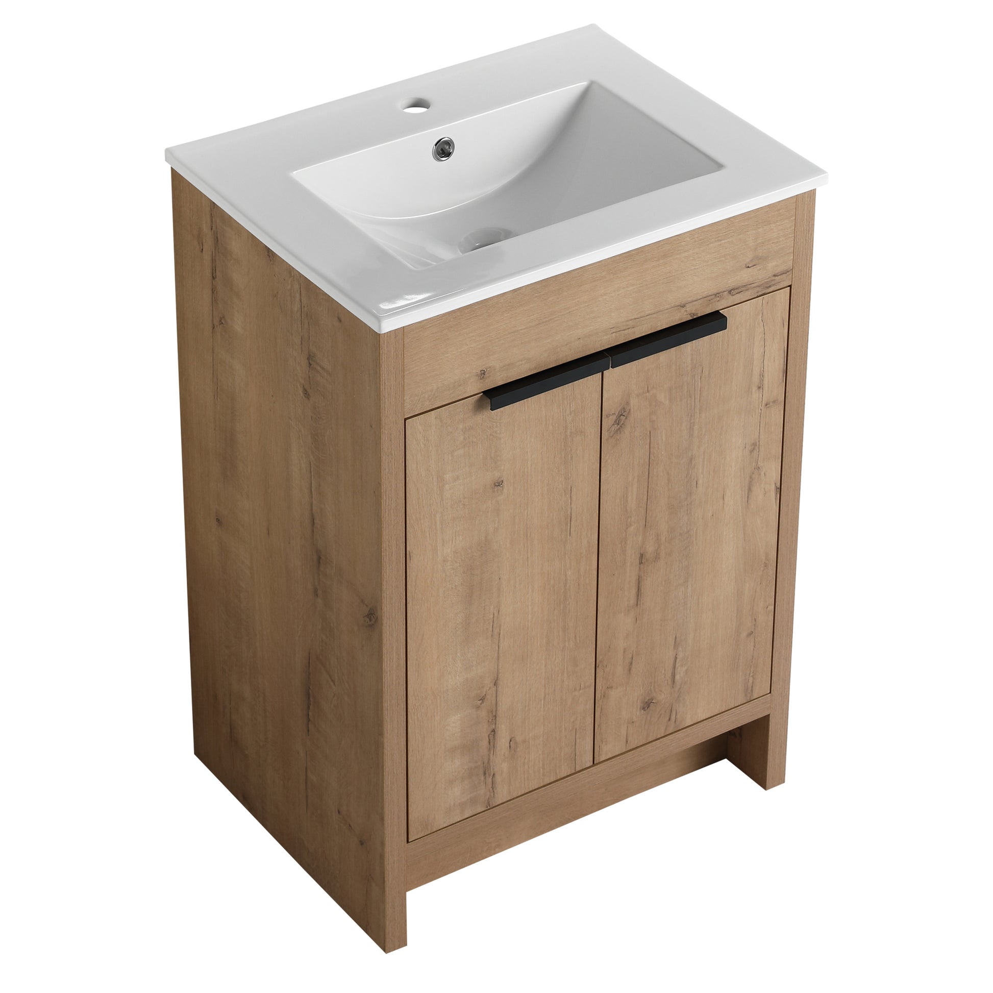 24" Freestanding Bathroom Vanity with White Ceramic imitative