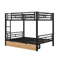 Metal Full Size Convertible Bunk Bed With 2 Drawers, Black Box Spring Not Required Full Black Metal Bedroom Bed Frame Metal & Wood