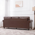 3 Seater Sofa. Brown Pu Foam Fabric