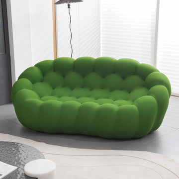 74.8'' Modern Bubble Floor Couch For Living Room,Green Green Foam Fabric 2 Seat