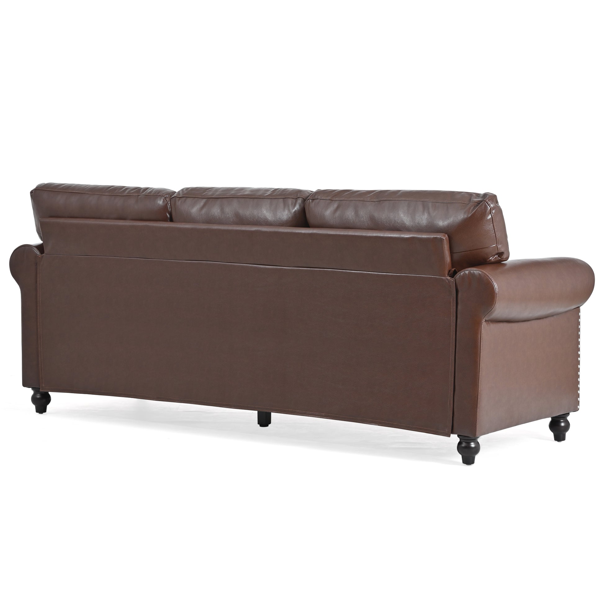 3 Seater Sofa. Brown Pu Foam Fabric