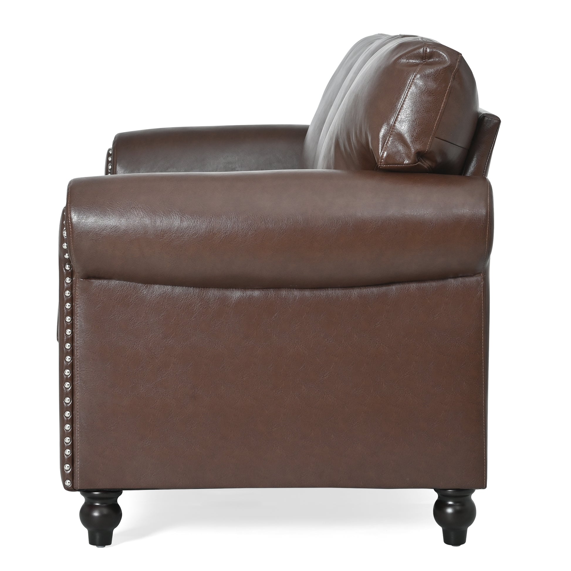 3 Seater Sofa. Brown Pu Foam Fabric
