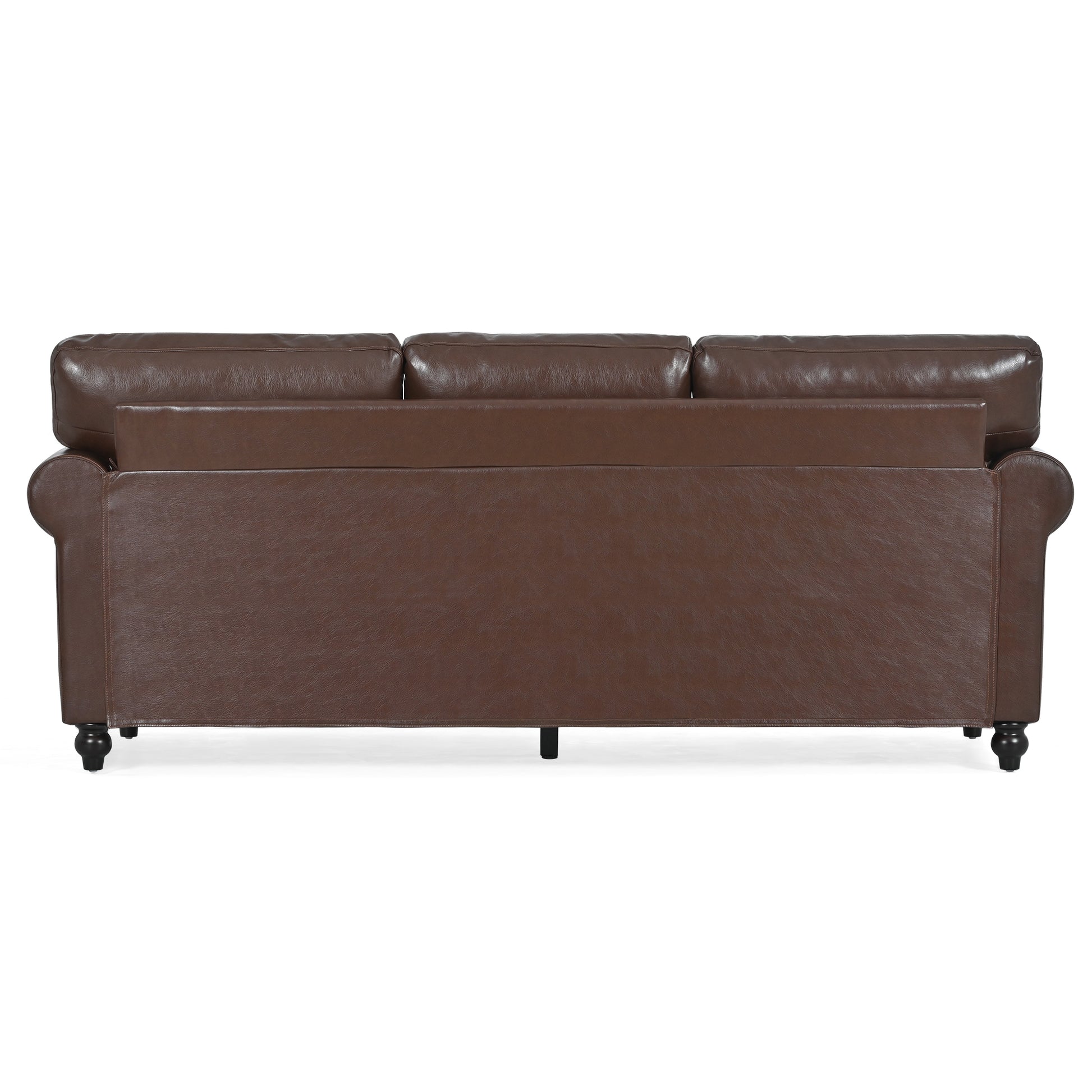 3 Seater Sofa. Brown Pu Foam Fabric