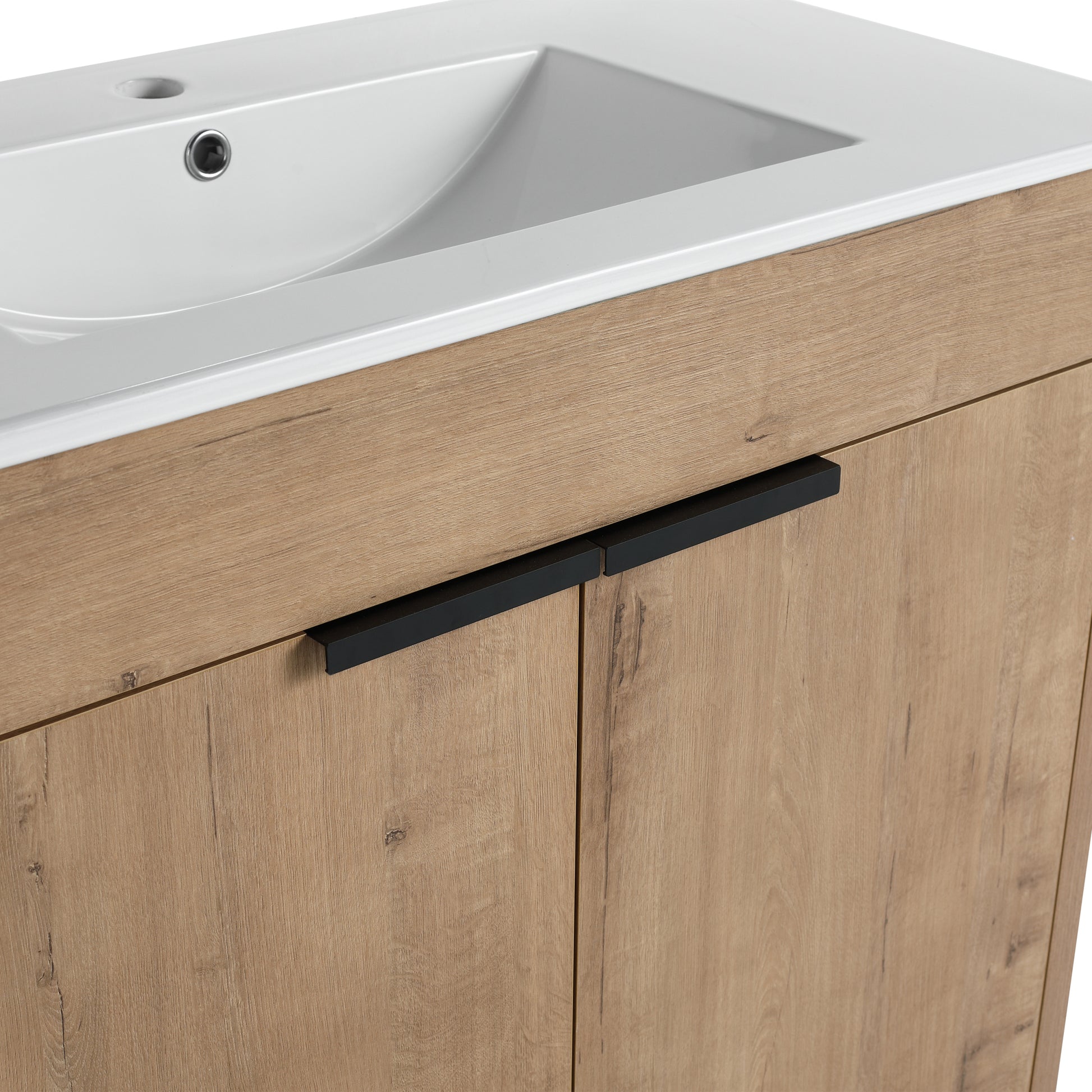 36" Freestanding Bathroom Vanity With White Ceramic Sink & 2 Soft Close Cabinet Doors Kd Packing ,Bvb02436Imo F Bl9090B Imitative Oak 2 Bathroom Freestanding Modern Plywood