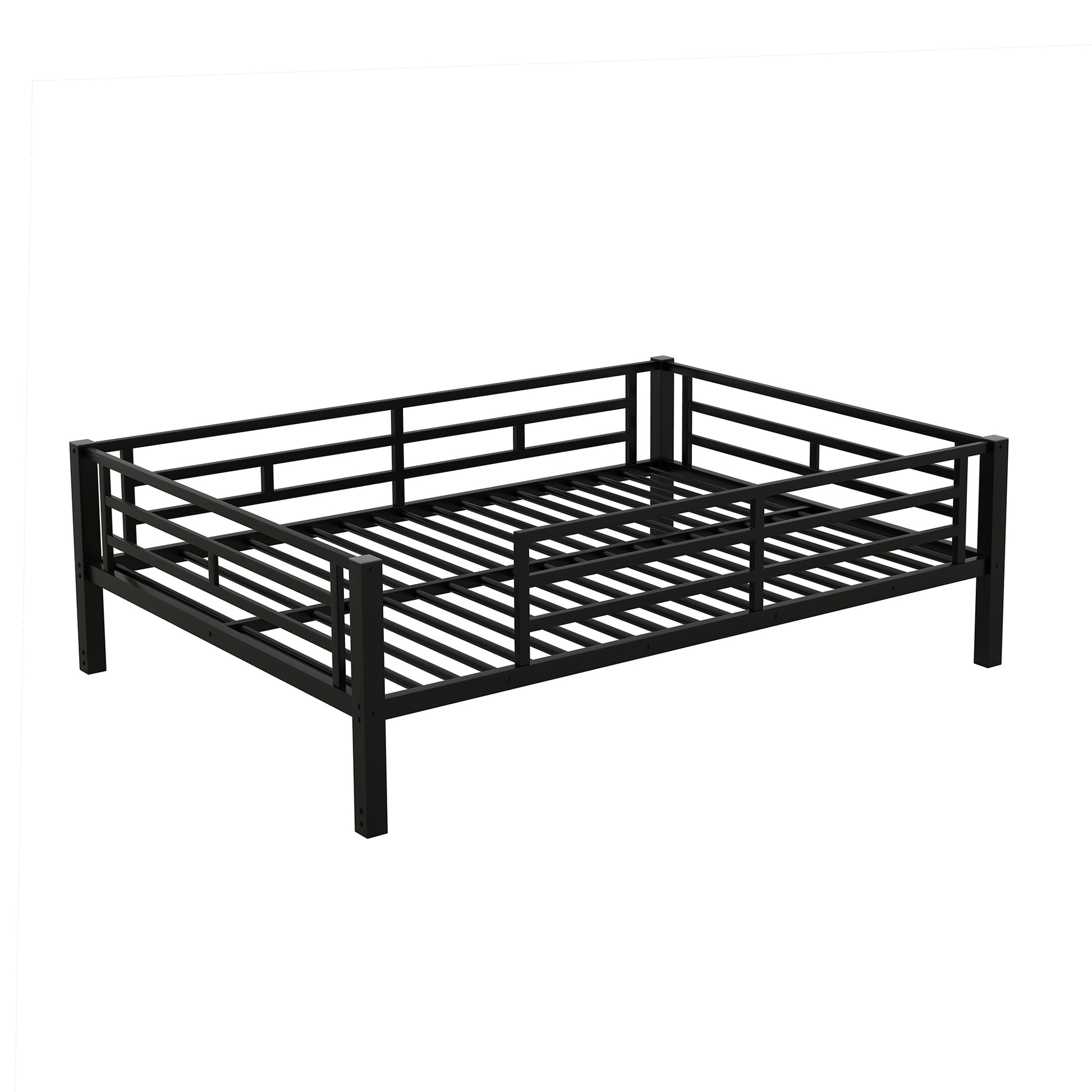 Metal Full Size Convertible Bunk Bed With 2 Drawers, Black Box Spring Not Required Full Black Metal Bedroom Bed Frame Metal & Wood