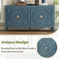 Retro Sideboard Door With Circular Groove Design Round Metal Door Handle For Entrance, Dinning Room, Living Room Antique Blue Antique Blue Mdf