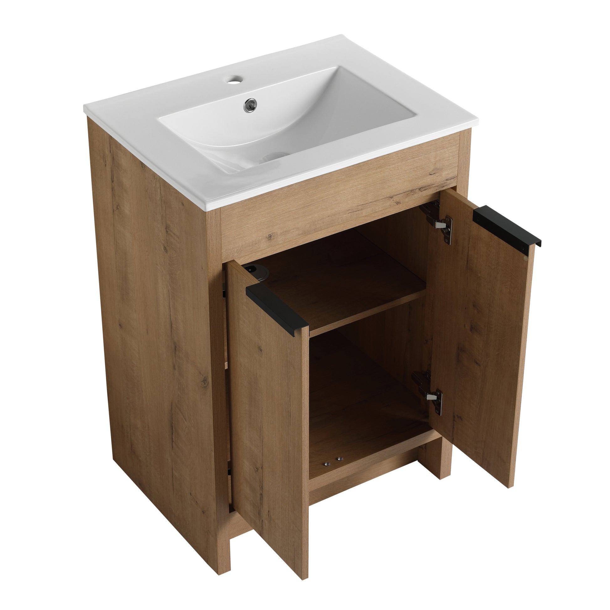 24" Freestanding Bathroom Vanity with White Ceramic imitative