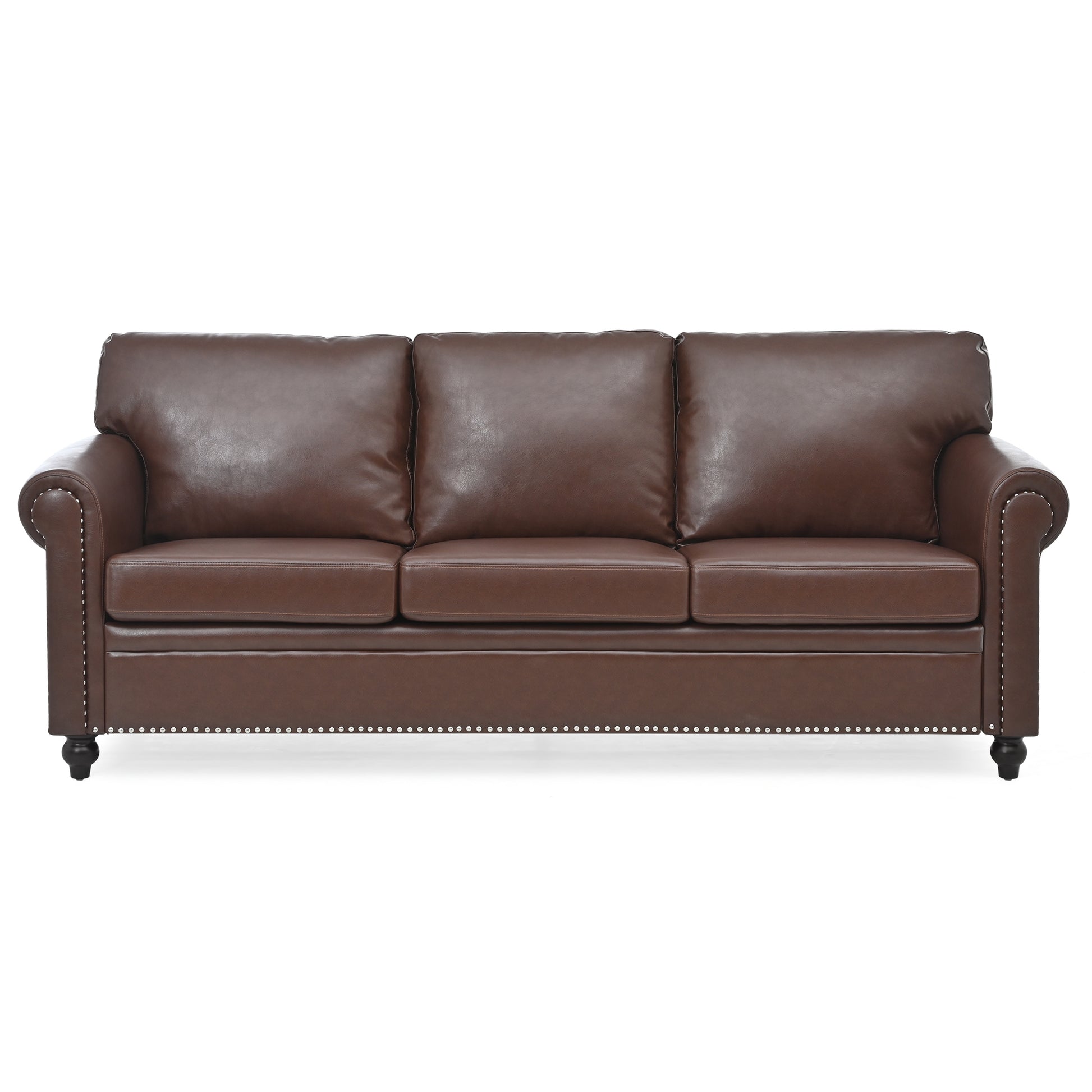 3 Seater Sofa. Brown Pu Foam Fabric