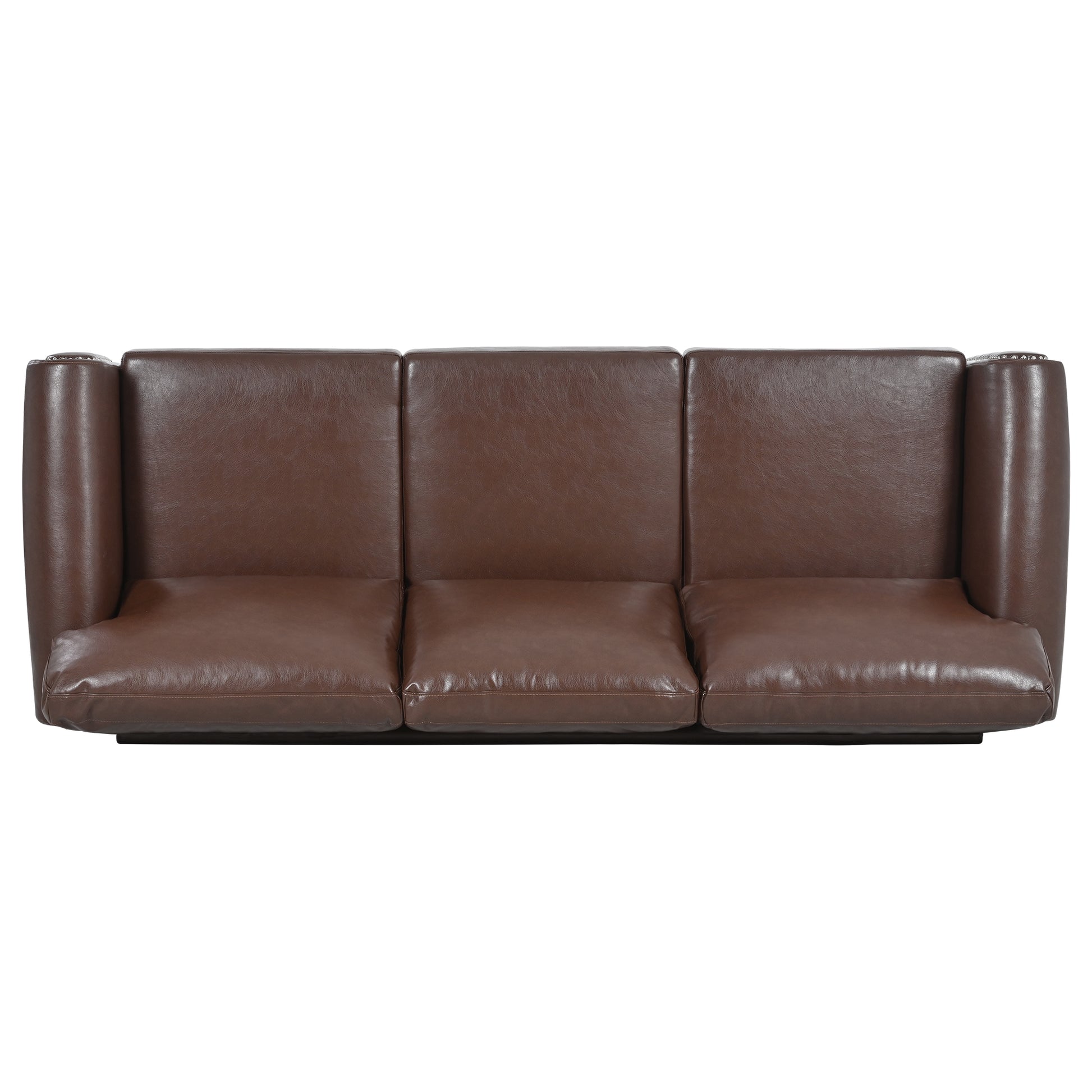 3 Seater Sofa. Brown Pu Foam Fabric