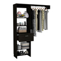 Manchester 150 Closet System, Metal Rod, Five Open Shelves, One Drawer Black Black Bedroom Modern Particle Board Particle Board