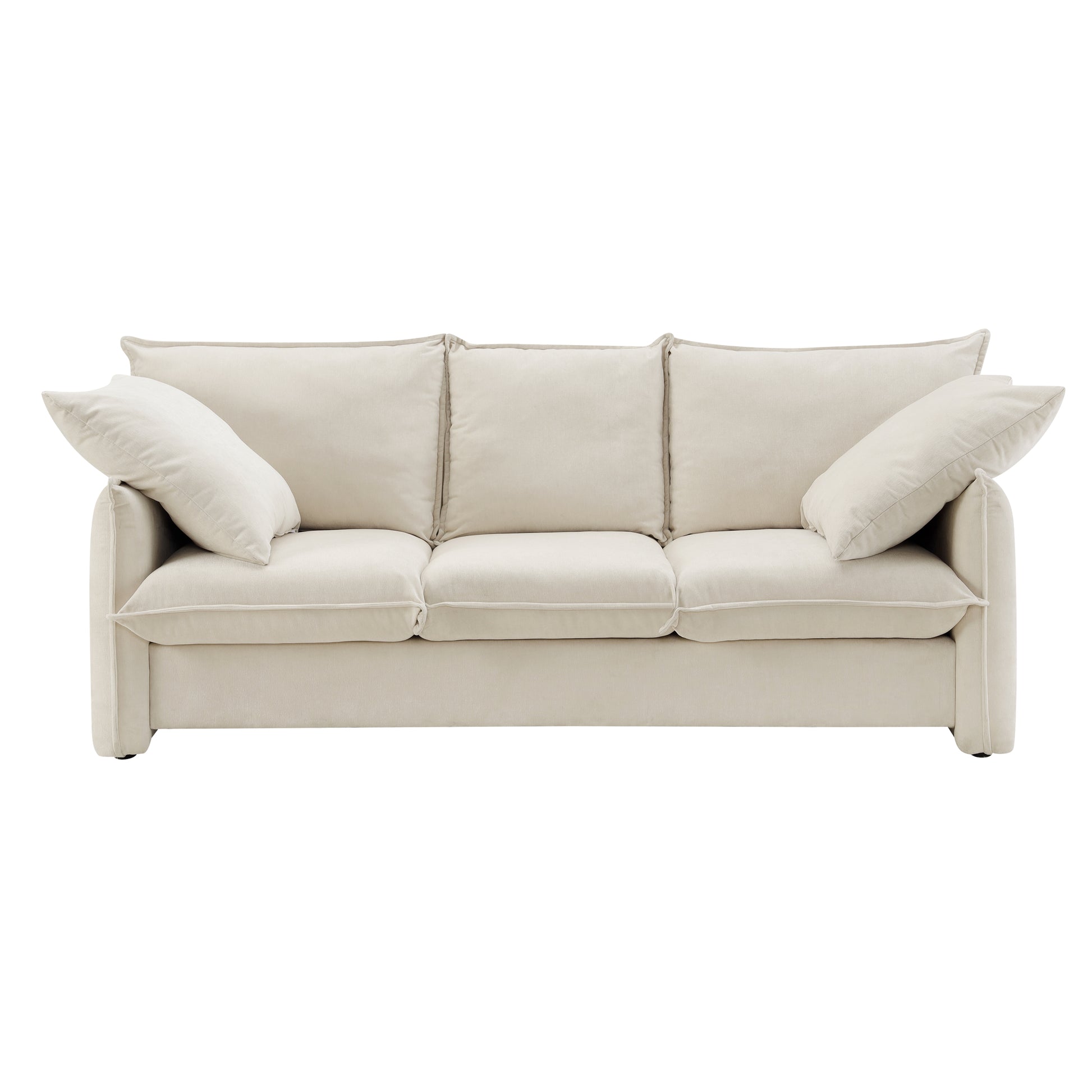 Not Available On Mid Century Sofa 3 Seater Cozy Couch For Living Room Apartment Lounge Bedroom, Beige Beige Polyester