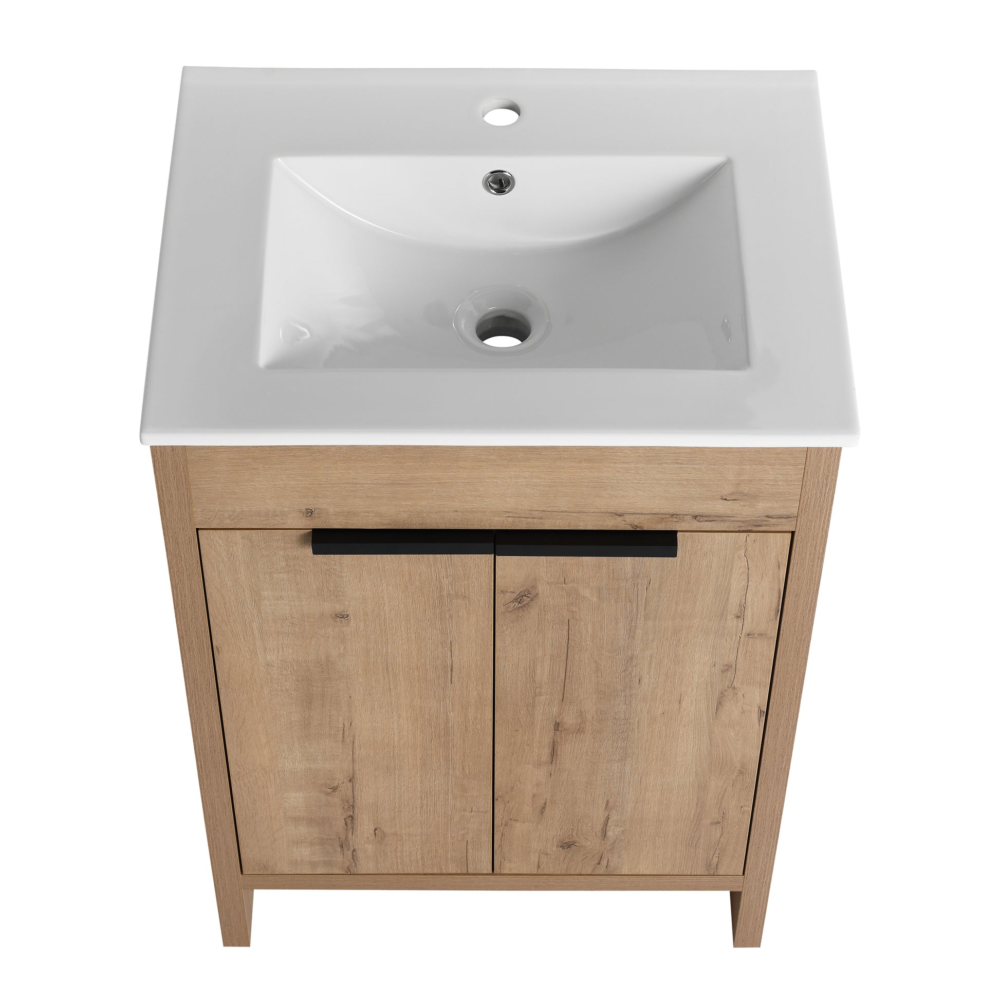 24" Freestanding Bathroom Vanity with White Ceramic imitative