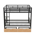 Metal Full Size Convertible Bunk Bed With 2 Drawers, Black Box Spring Not Required Full Black Metal Bedroom Bed Frame Metal & Wood