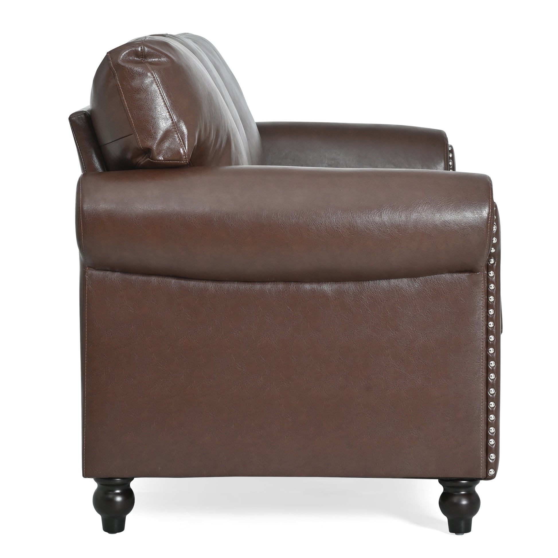 3 Seater Sofa. Brown Pu Foam Fabric
