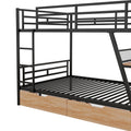 Full Size Metal Bunk Bed With Built In Desk, Light And 2 Drawers, Black Box Spring Not Required Full Black Metal Bedroom Bunk Metal & Wood