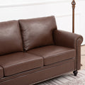 3 Seater Sofa. Brown Pu Foam Fabric